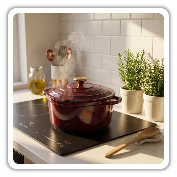 Garnek żeliwny emaliowany 3l wiśniowy 22cm