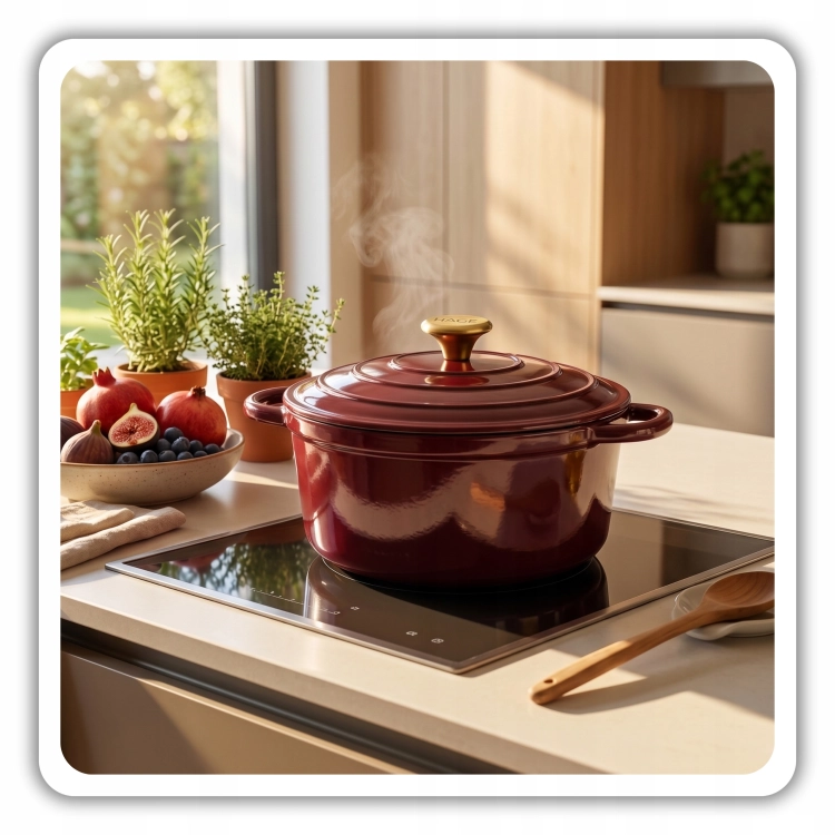 Garnek żeliwny emaliowany 3l wiśniowy 22cm