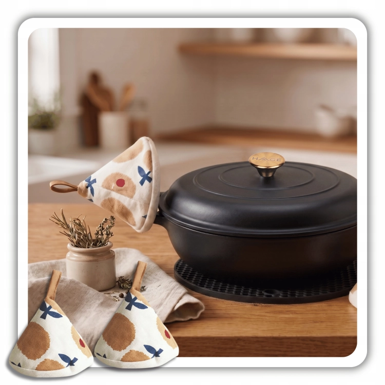 Garnek gourmet profesjonalny żeliwny emaliowany 30 cm czarny mat