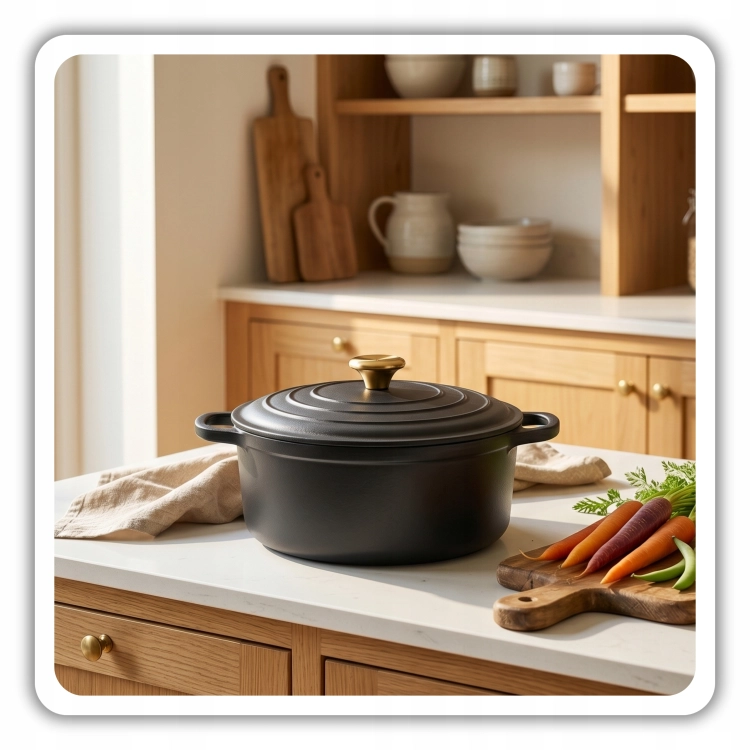 Garnek żeliwny emaliowany 3l czarny mat 22cm