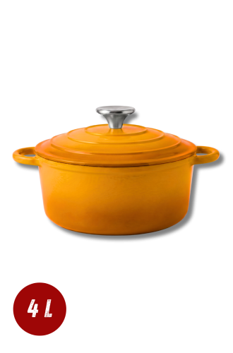 Garnek żeliwny emaliowany 4l musztardowy 24 cm