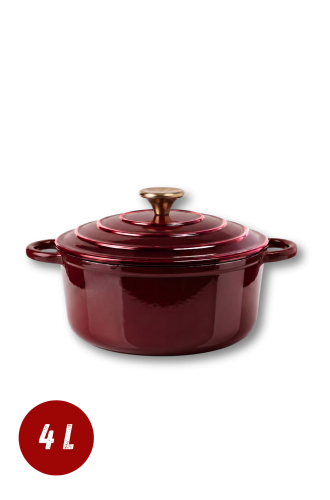 Garnek żeliwny emaliowany 4l wiśniowy 24 cm