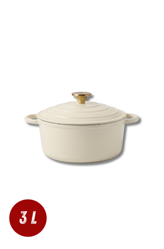 Garnek żeliwny emaliowany 3l kremowy 22 cm