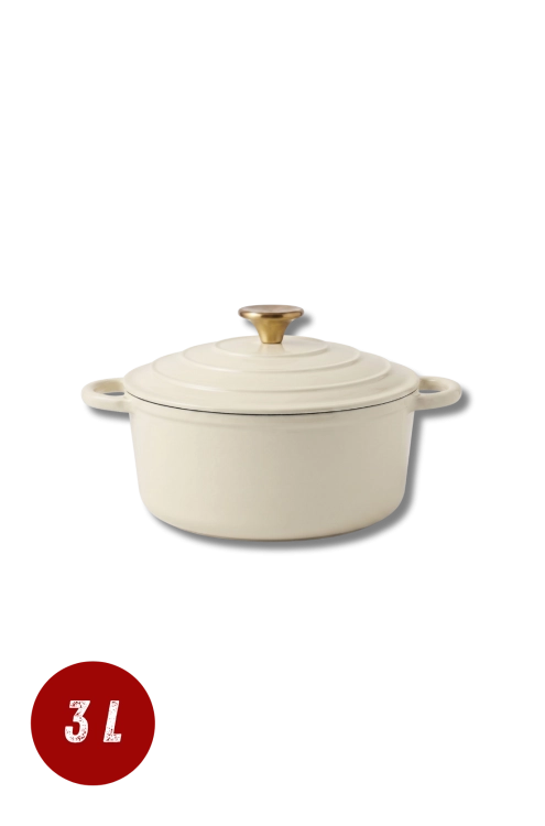 Garnek żeliwny emaliowany 3l kremowy 22 cm