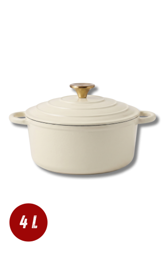 Garnek żeliwny emaliowany 4l kremowy 24 cm