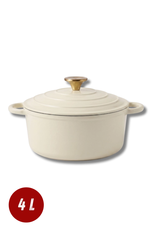 Garnek żeliwny emaliowany 4l kremowy 24 cm