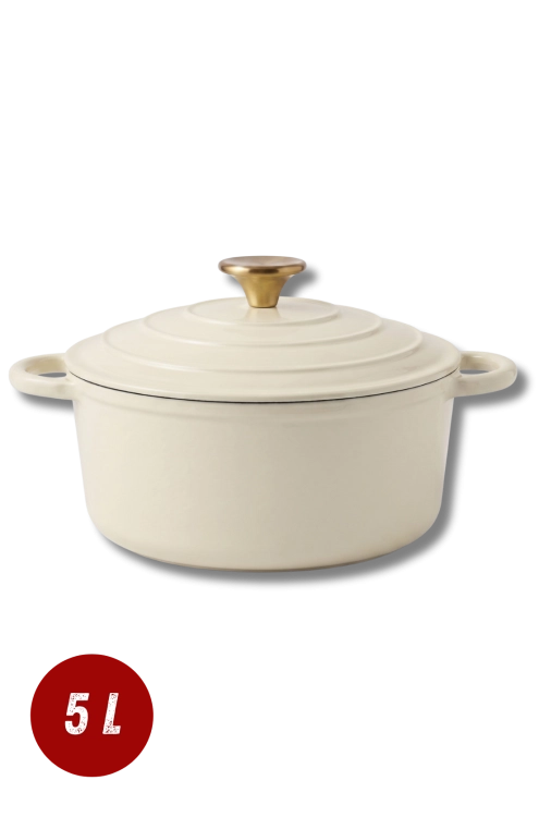 Garnek żeliwny emaliowany 26 cm kremowy