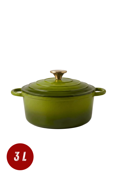 Garnek żeliwny 3l emaliowany oliwkowa zieleń 22 cm
