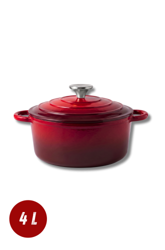 Garnek żeliwny emaliowany 4l czerwony 24 cm