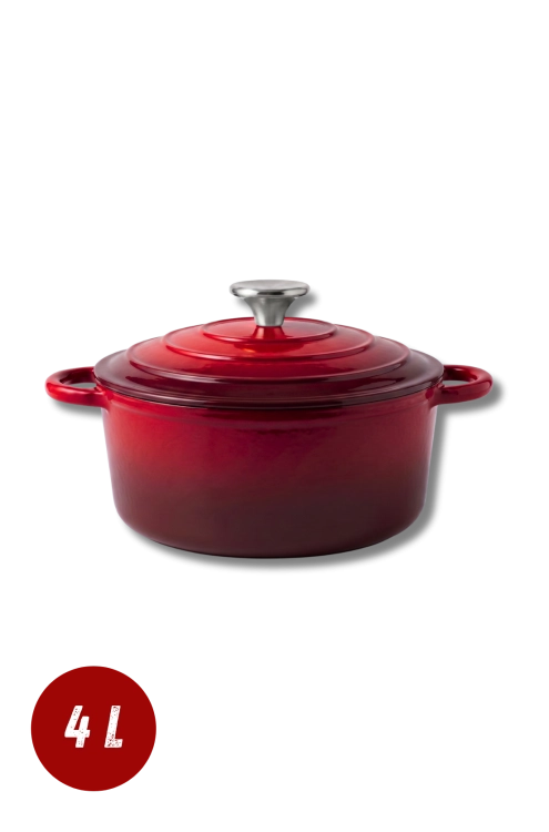 Garnek żeliwny emaliowany 4l czerwony 24 cm