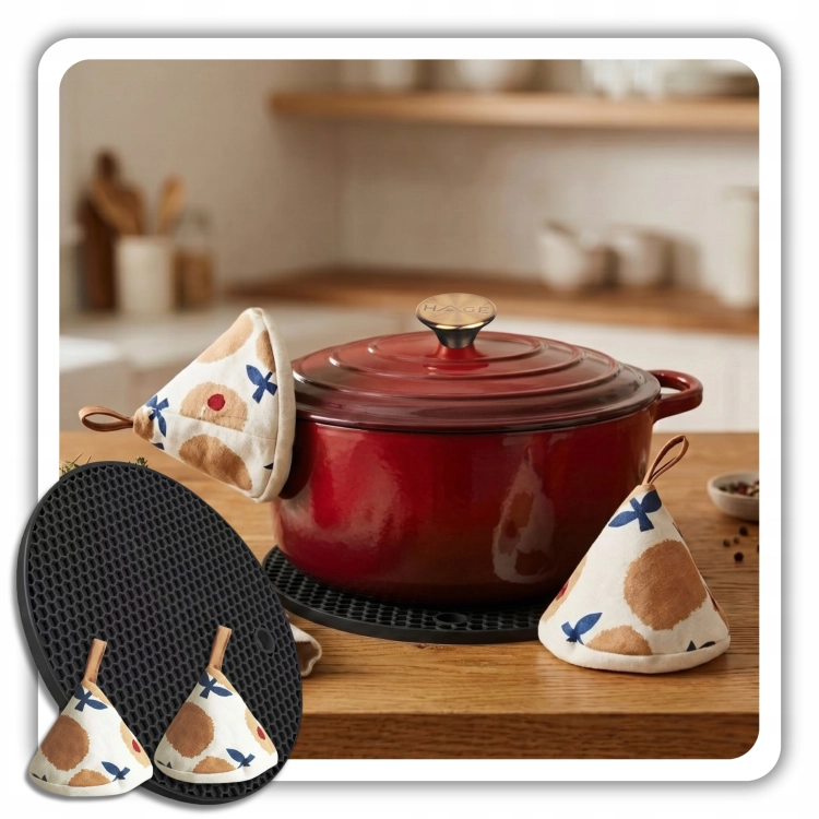 Garnek żeliwny emaliowany 4l czerwony 24 cm