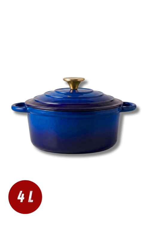 Garnek żeliwny 4l emaliowany niebieski 24cm