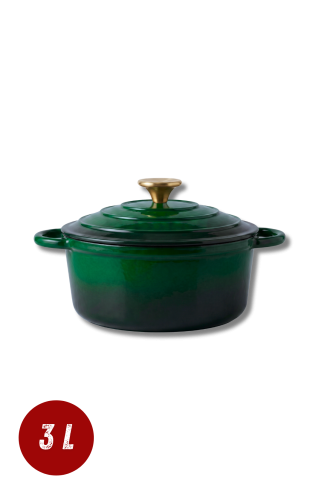 Garnek żeliwny 3l emaliowany butelkowa zieleń 22 cm