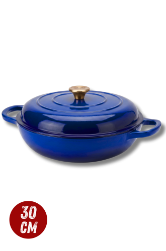 Garnek gourmet profesjonalny żeliwny emaliowany 30 cm niebieski