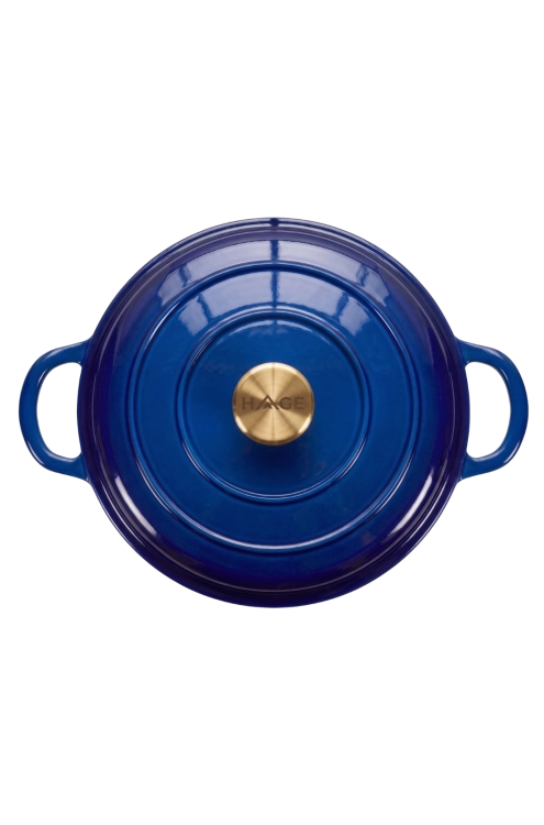 Garnek gourmet profesjonalny żeliwny emaliowany 30 cm niebieski