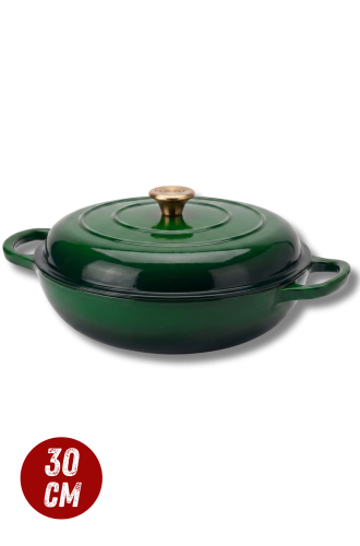 Garnek gourmet profesjonalny żeliwo 30 cm butelkowa zieleń
