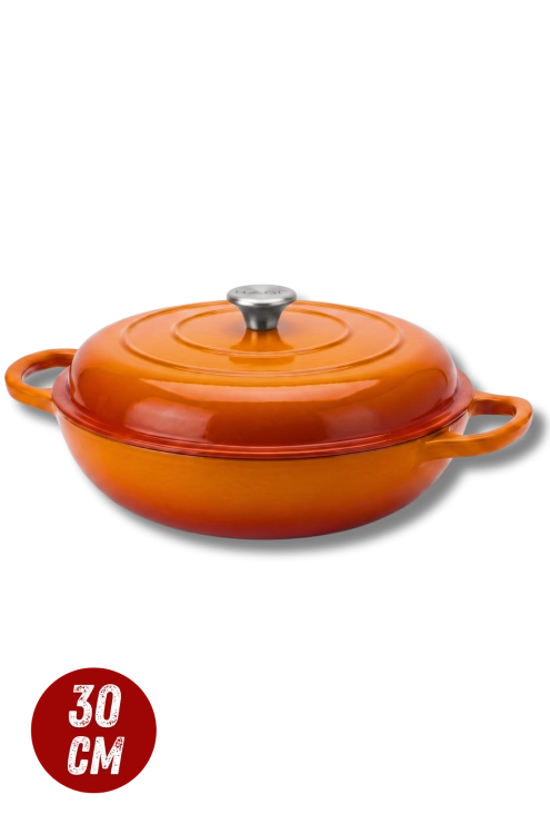 Garnek gourmet profesjonalny żeliwo 30 cm pomarańczowy