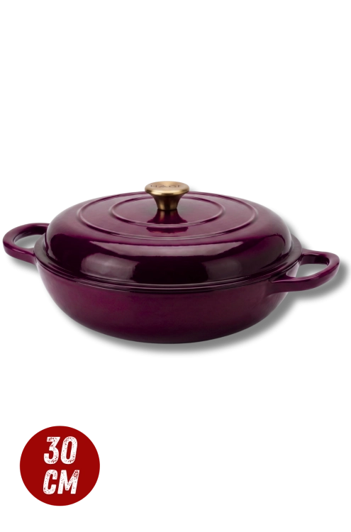 Garnek gourmet profesjonalny żeliwo 30 cm bakłażanowy