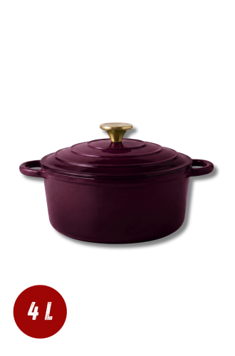 Garnek żeliwny emaliowany 4l bakłażanowy 24 cm