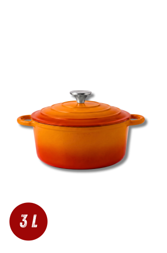 Garnek żeliwny emaliowany 3l pomarańczowy 22 cm