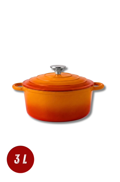Garnek żeliwny emaliowany 3l pomarańczowy 22 cm