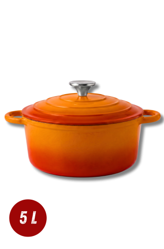 Garnek żeliwny emaliowany 5l pomarańczowy 26 cm
