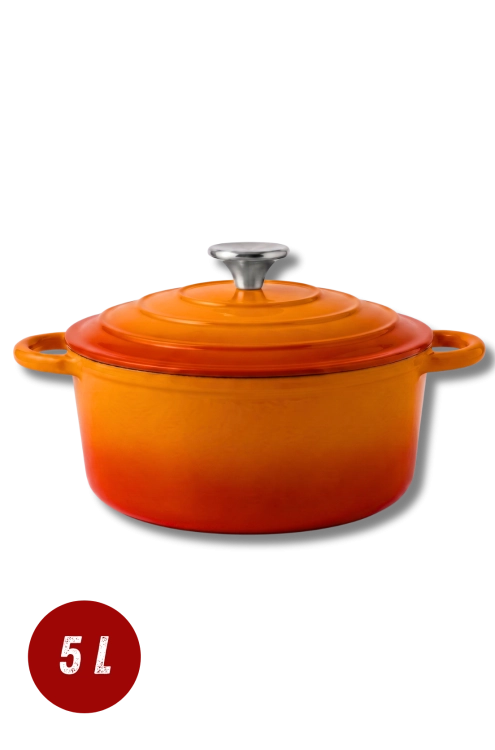 Garnek żeliwny emaliowany 5l pomarańczowy 26 cm