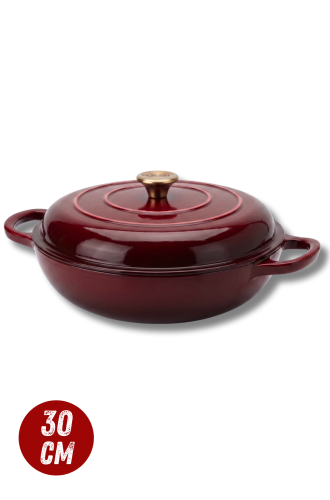Garnek gourmet profesjonalny żeliwny emaliowany 30 cm wiśniowy czerwony