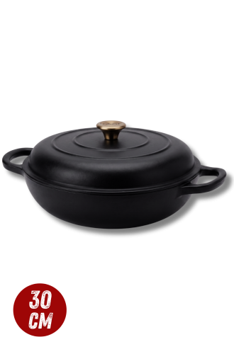 Garnek gourmet profesjonalny żeliwny emaliowany 30 cm czarny mat