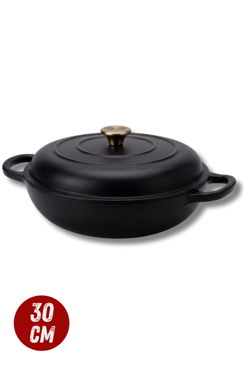 Garnek gourmet profesjonalny żeliwny emaliowany 30 cm czarny mat