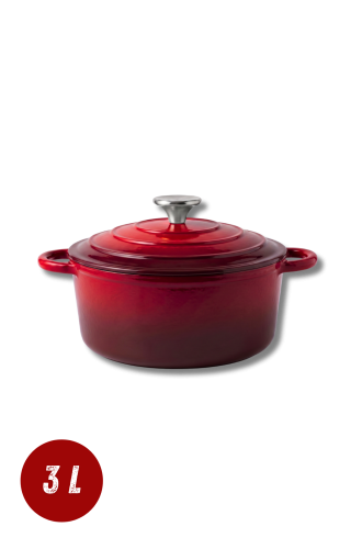 Garnek żeliwny 3l emaliowany czerwony 22 cm