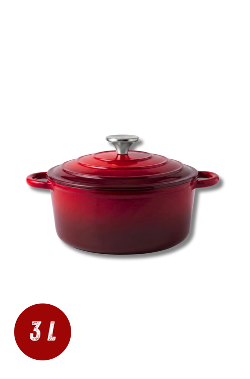 Garnek żeliwny 3l emaliowany czerwony 22 cm