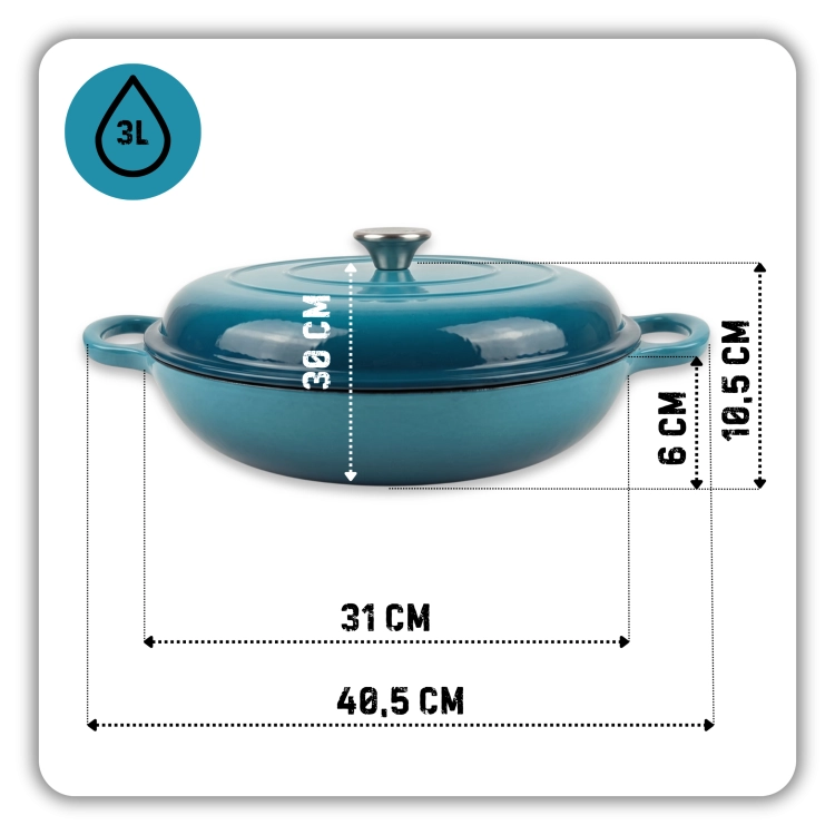 Garnek gourmet profesjonalny żeliwny emaliowany 30 cm lazurowy.png