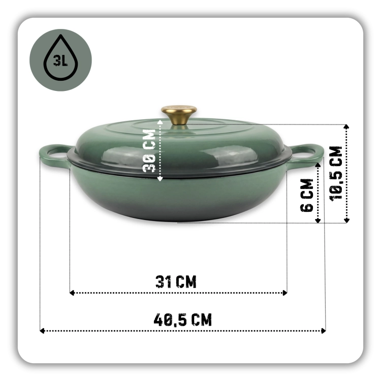 Garnek gourmet profesjonalny żeliwny emaliowany 30 cm szałwiowy.png