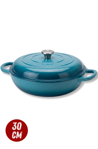 Garnek gourmet profesjonalny żeliwny emaliowany 30 cm lazurowy.png