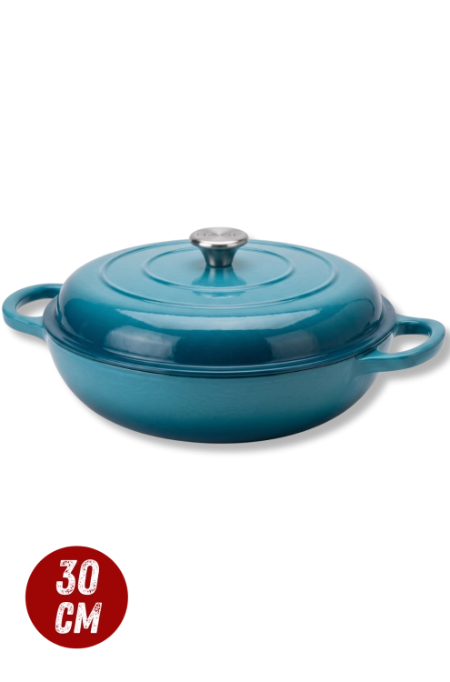 Garnek gourmet profesjonalny żeliwny emaliowany 30 cm lazurowy.png