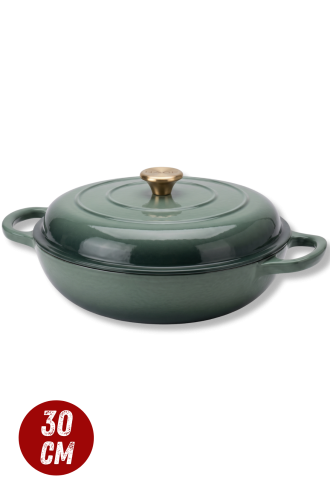 Garnek gourmet profesjonalny żeliwny emaliowany 30 cm szałwiowy.png