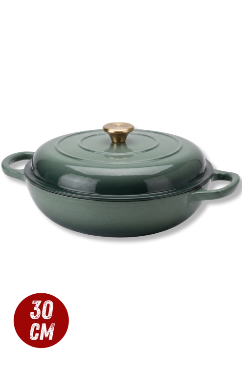 Garnek gourmet profesjonalny żeliwny emaliowany 30 cm szałwiowy.png