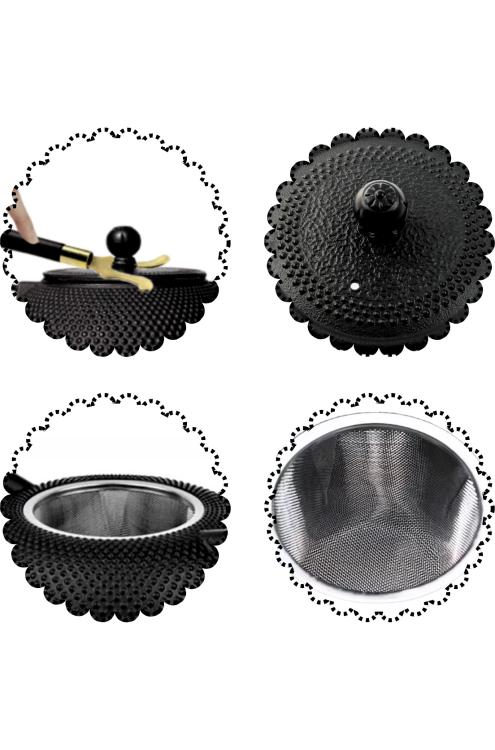 Czajnik żeliwny czarny 900ml z 4 czarkami