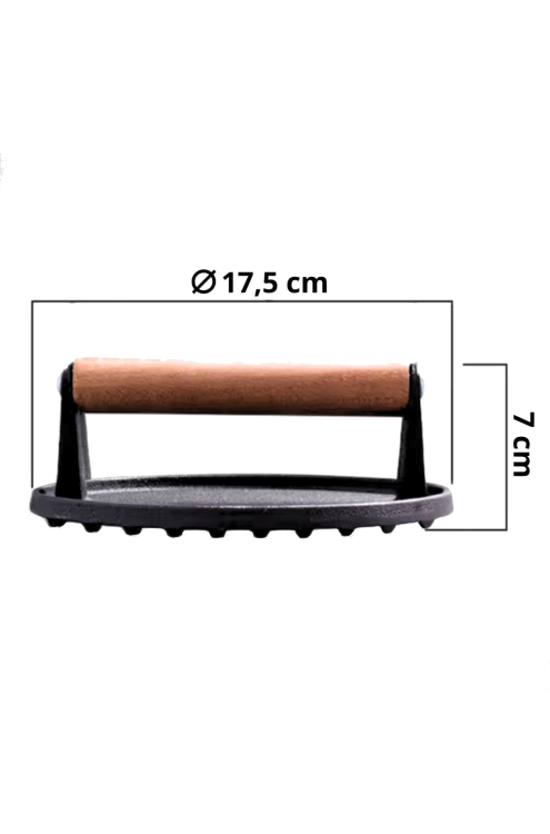 Prasa żeliwna do burgerów okrągła 17,5 cm