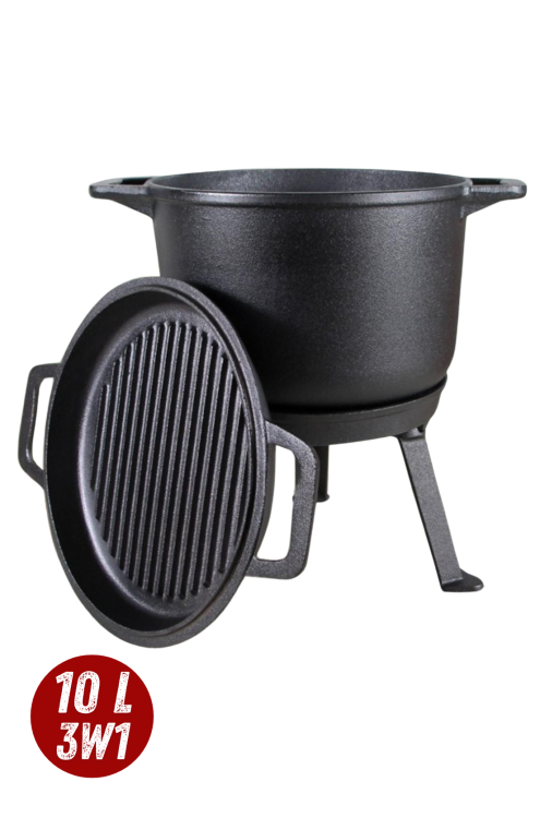 Kociołek żeliwny z patelnią
