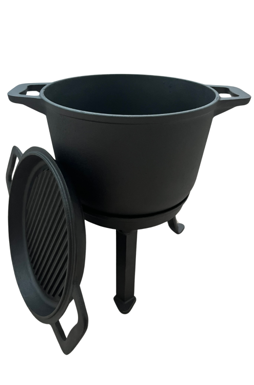 Kociołek żeliwny z patelnią 3 W 1 10L