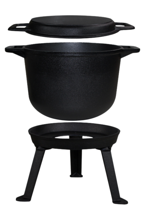 Kociołek żeliwny z patelnią 3 W 1 10L