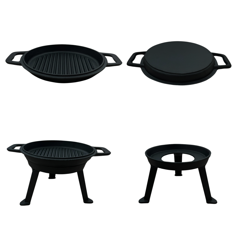 Kociołek żeliwny z patelnią 3 W 1 10L