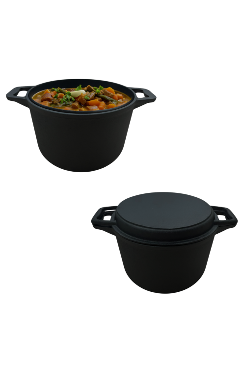 Kociołek żeliwny z patelnią 3 W 1 10L