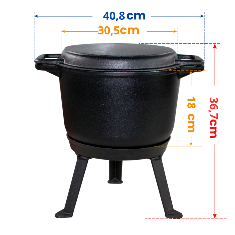 Kociołek żeliwny z patelnią 3 W 1 10L
